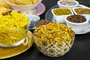 Indian Group of Diwali and Holi Celebration Food photo