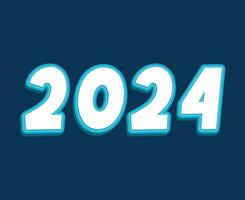 2024 Happy New Year Abstract Cyan And White Graphic Design Vector Logo Symbol Illustration With Blue Background