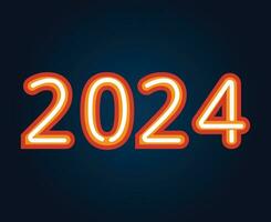 2024 Happy New Year Abstract Orange Graphic Design Vector Logo Symbol Illustration With Blue Background