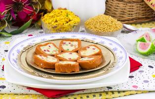 Indian Sweet Colourful Mawa Peda photo