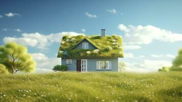 AI generated Green and environmentally friendly housing concept. AI Generated photo