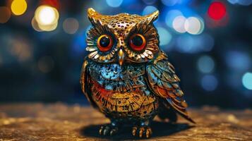 AI generated glistening alien owl. AI Generated photo