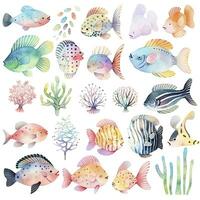 AI generated Underwater Sea element in watercolor on the white background. AI Generated photo