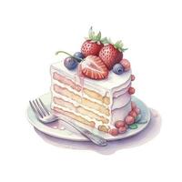 AI generated Set of Cake piece illustration on white background. AI Generated photo