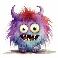 AI generated Watercolor cute monster on white background. AI Generated photo