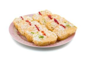 Indian Sweet Food Chena Toast on White Background photo