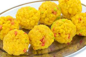 Indian Sweet Food Laddu on white background photo