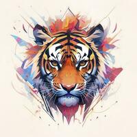 AI generated Watercolor tiger head. AI Generated photo