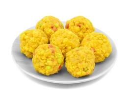 Indian Sweet Food Laddu on white background photo