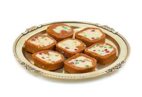 Indian Sweet Colourful Mawa Peda photo