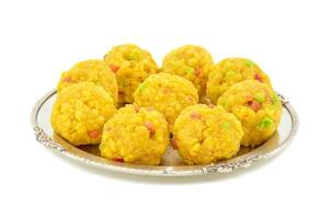 Indian Sweet Food Laddu on white background photo