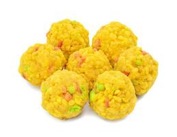 Indian Sweet Food Laddu on white background photo