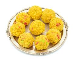 Indian Sweet Food Laddu on white background photo