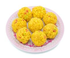 Indian Sweet Food Laddu on white background photo