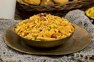 Indian Delicious And Crunchy Mix Namkeen Food photo
