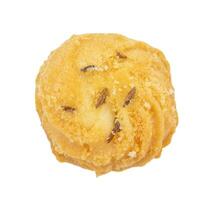 Salted Flavor Single Small Cumin Cookie or Biscuit on White Background photo