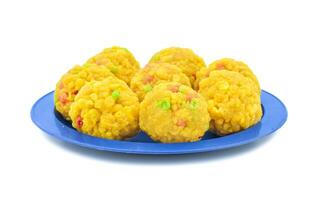 Indian Sweet Food Laddu on white background photo