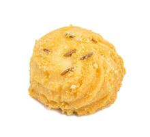 Salted Flavor Single Small Cumin Cookie or Biscuit on White Background photo