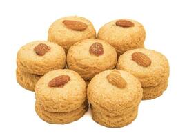 Healthy Homemade Sweet Almond Cookies or biscuits on White Background photo