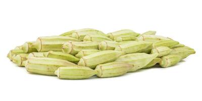 Heap of Green okra Vegetable or Lady Finger on White Background photo