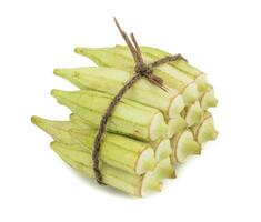 Green okra Vegetable or Lady Finger on White Background photo