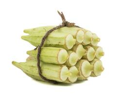 Green okra Vegetable or Lady Finger on White Background photo