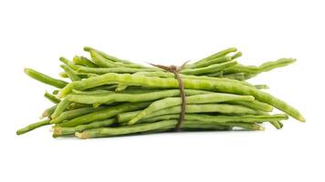 Heap of Green Beans on White Background photo