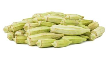 Heap of Green okra Vegetable or Lady Finger on White Background photo