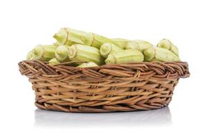 Green okra Vegetable or Lady Finger on White Background photo