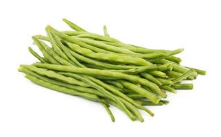 Heap of Green Beans on White Background photo