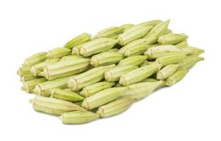 Heap of Green okra Vegetable or Lady Finger on White Background photo