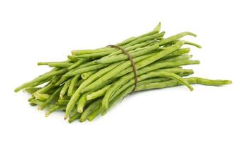 Heap of Green Beans on White Background photo