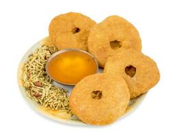 Indian Traditional Sweet Kachori on White Background photo