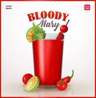 Bloody Mary with celery, lime, chili and tomato. 3d vector, suitable for events, and business vector