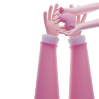 3d Illustration von Hand halten rot Herz und Hände von Kinder auf transparent png Hintergrund. zum Mutter Tag, Vaters Tag und Nächstenliebe