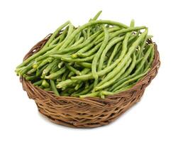 Green Beans in Basket on White Background photo