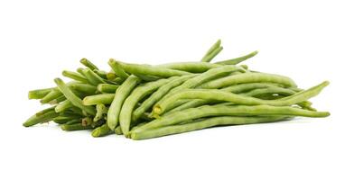 Heap of Green Beans on White Background photo