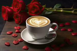 AI generated Valentine's Day Coffee. AI Generated photo