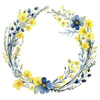 AI generated Watercolor circle frame. AI Generated photo