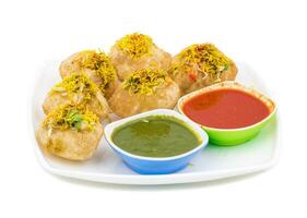 Indian Spicy Chaat Item Sev Puri photo