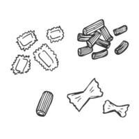 Doodle set of Italian pasta icons vector