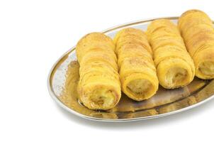 Indian Sweet Dish Puff Roll with Cream photo