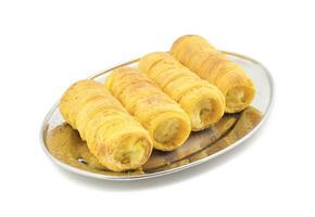 Indian Sweet Dish Puff Roll with Cream photo