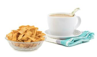 Indian Healthy Deep Fried Soya Chips Tea time Snack photo