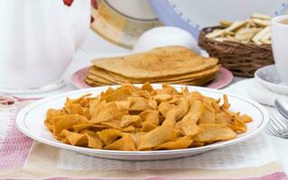 Indian Healthy Deep Fried Soya Chips photo