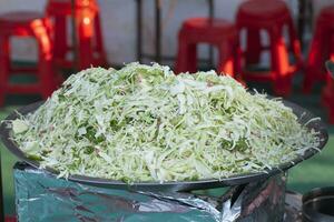 Green Cabbage With Cut photo