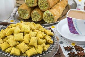 Indian Tea Time Spicy Methi Para Snack photo