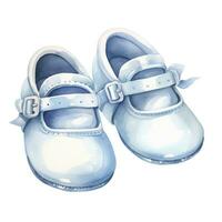 AI generated Watercolor newborn small shoes isolated white background. AI Generated photo