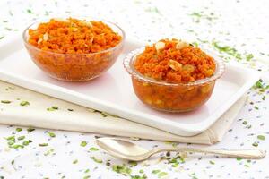 Indian Popular Sweet Food Carrot Halwa photo