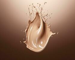 AI generated Liquid foundation splash element, fluid cosmetic cream 3d rendering. AI Generated photo